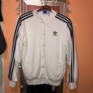 White Adidas button up crew neck